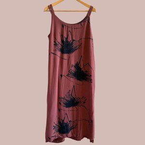 Women’s Animale Rust‎ Colored & Black Flowers Sleeveless Tank Strap Dress Size L